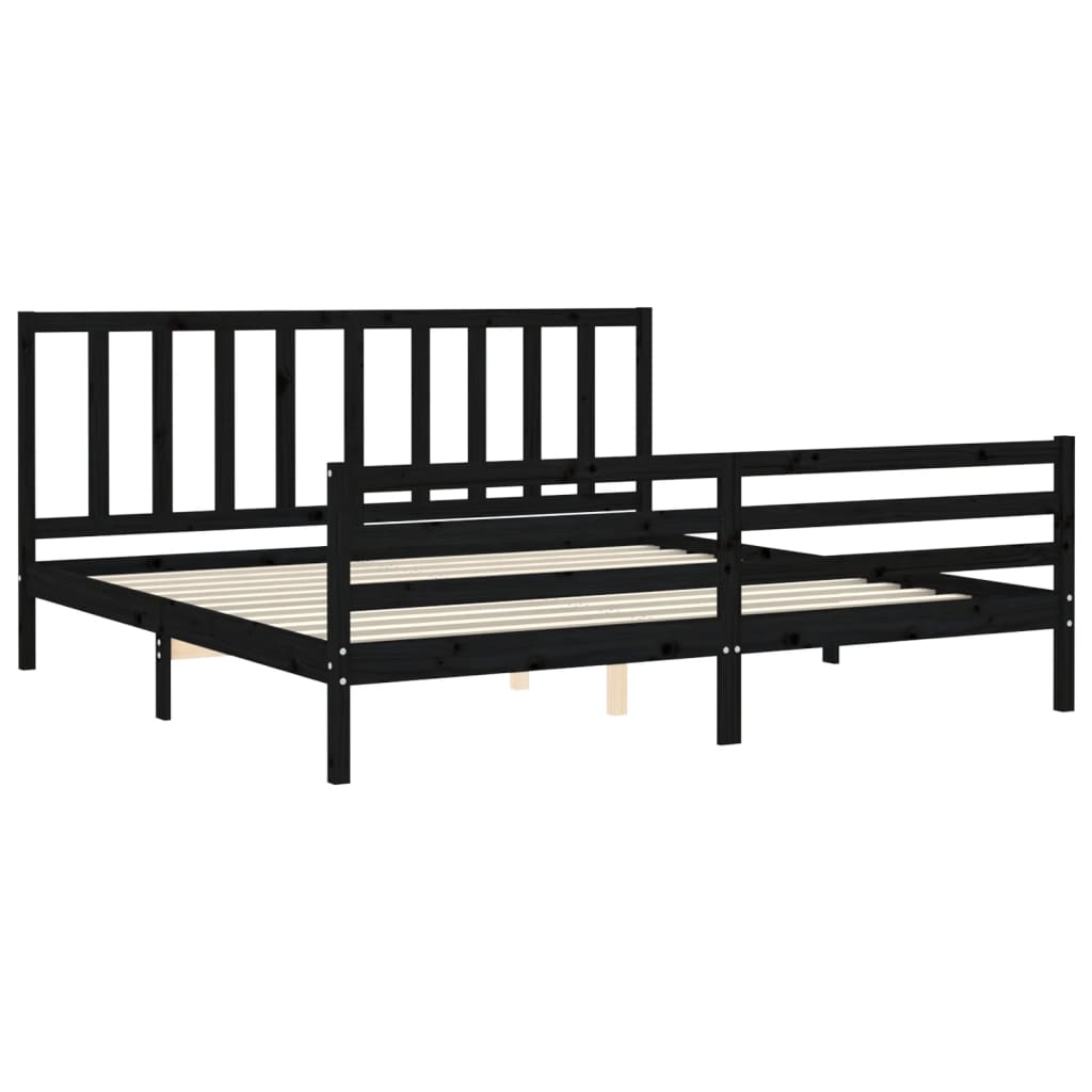 vidaXL Estructura de cama con cabecero madera maciza negro 200x200 cm