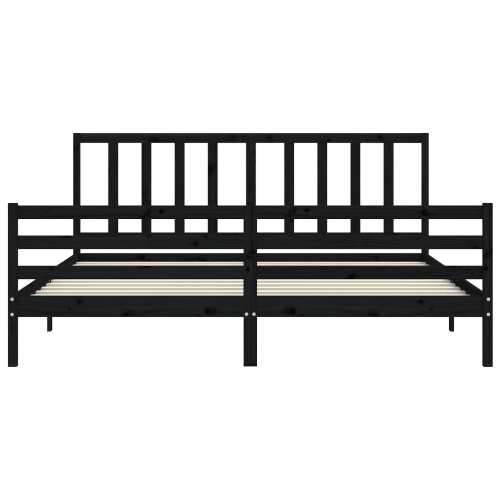 vidaXL Estructura de cama con cabecero madera maciza negro 200x200 cm