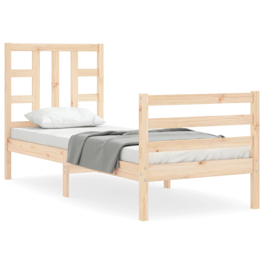 vidaXL Estructura de cama individual con cabecero madera maciza