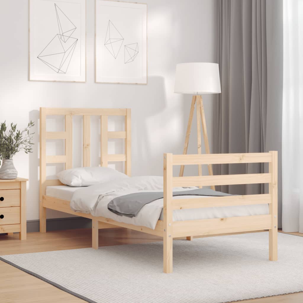 vidaXL Estructura de cama individual con cabecero madera maciza