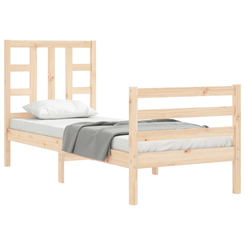 vidaXL Estructura de cama individual con cabecero madera maciza