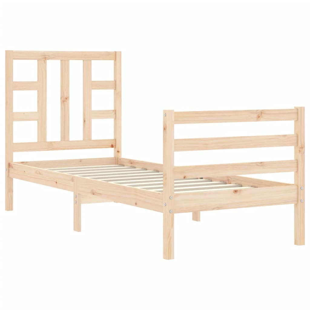 vidaXL Estructura de cama individual con cabecero madera maciza