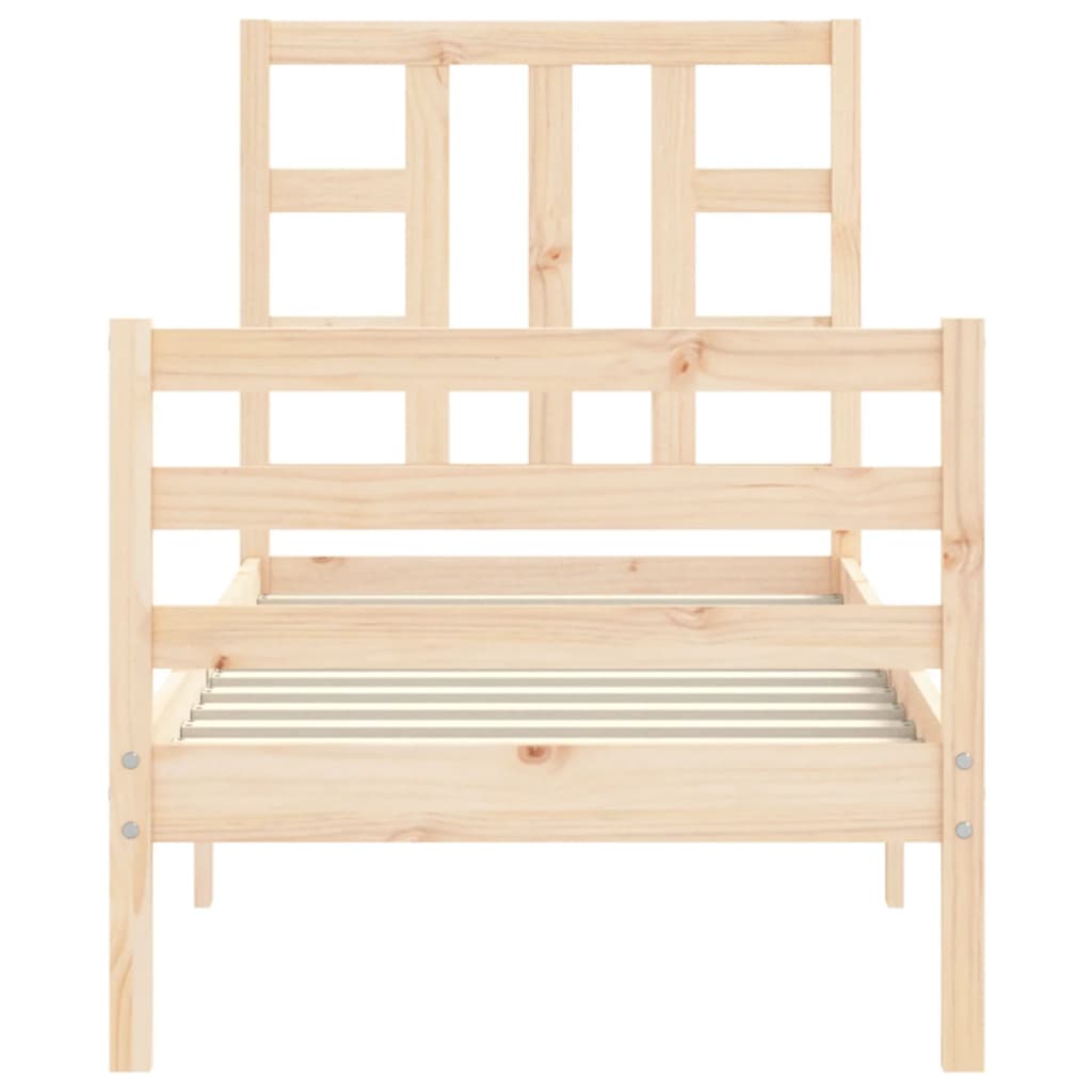 vidaXL Estructura de cama individual con cabecero madera maciza