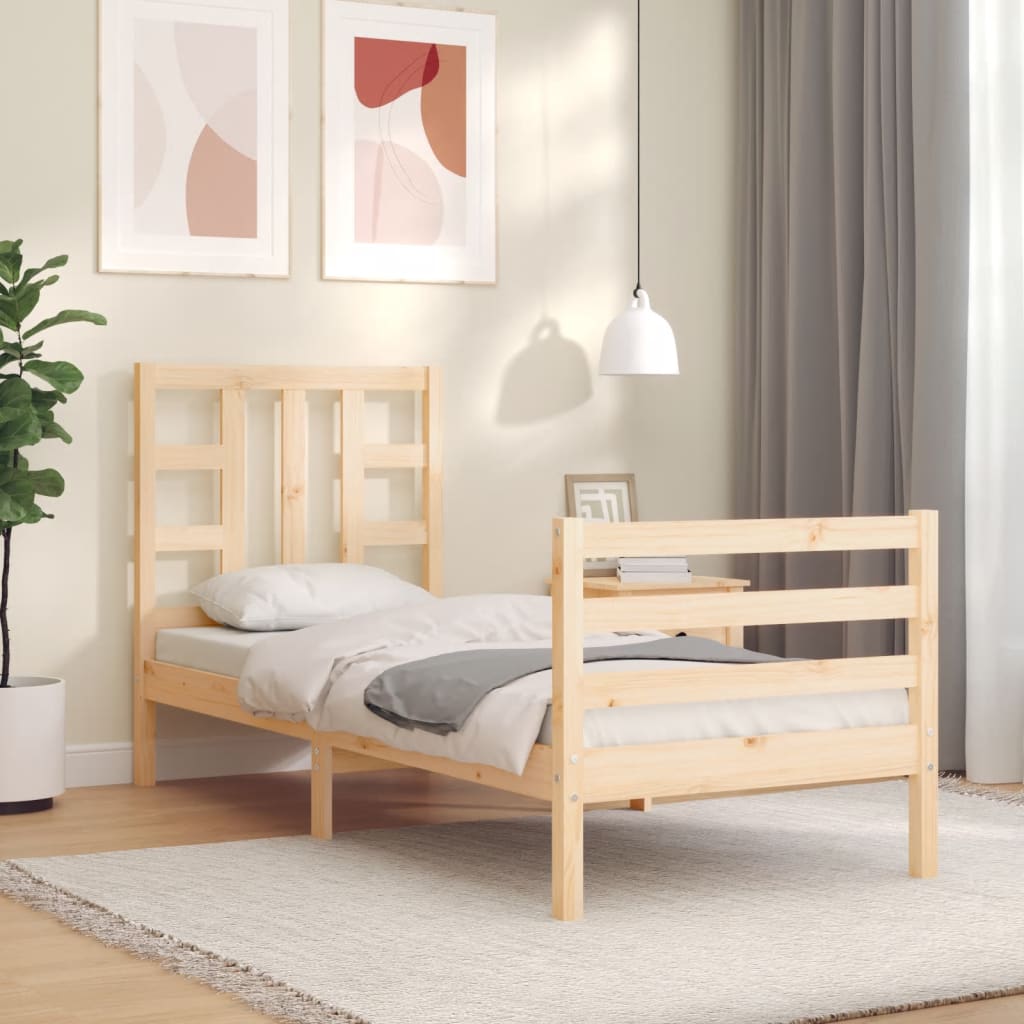 vidaXL Estructura de cama individual con cabecero madera maciza