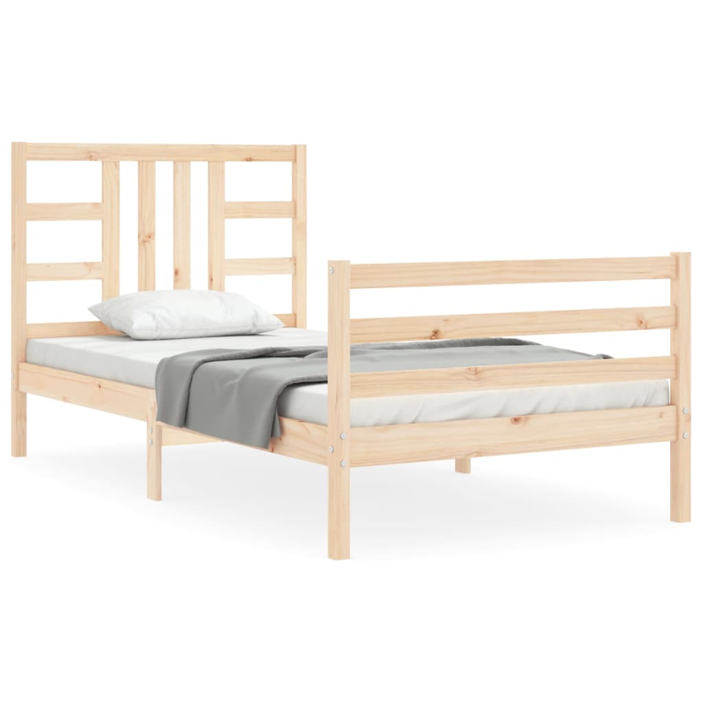 vidaXL Estructura de cama con cabecero madera maciza