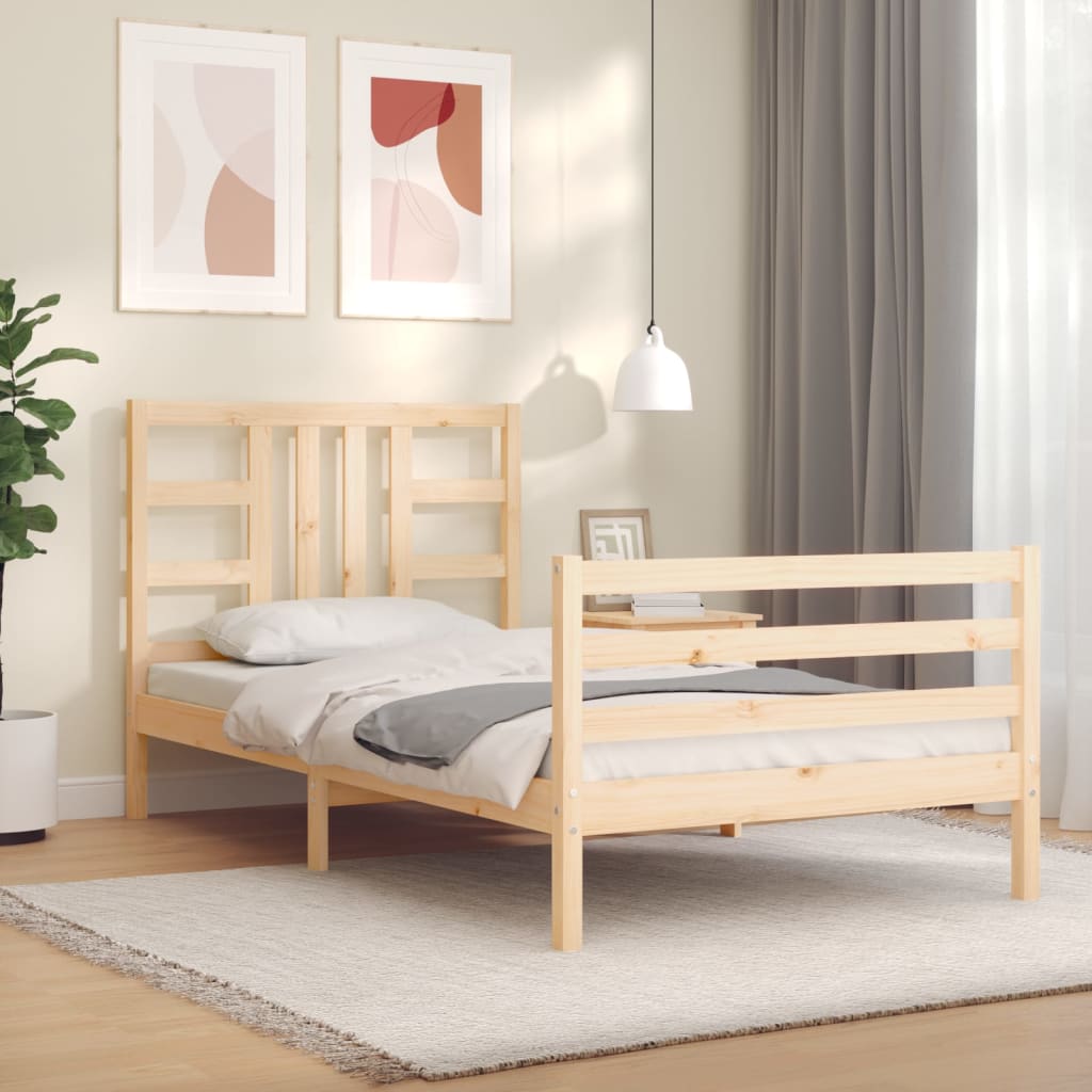 vidaXL Estructura de cama con cabecero madera maciza