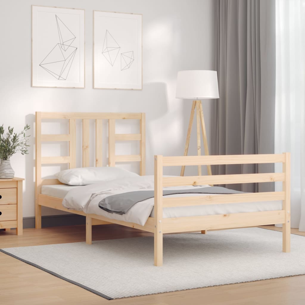 vidaXL Estructura de cama con cabecero madera maciza