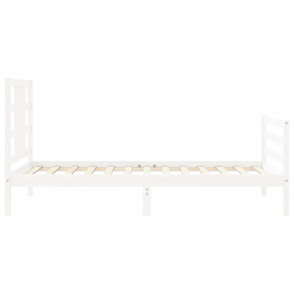 vidaXL Estructura de cama con cabecero madera maciza blanco