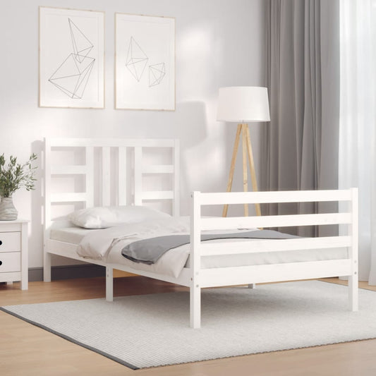 vidaXL Estructura de cama con cabecero madera maciza blanco