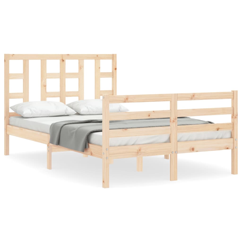 vidaXL Estructura de cama de matrimonio con cabecero madera maciza