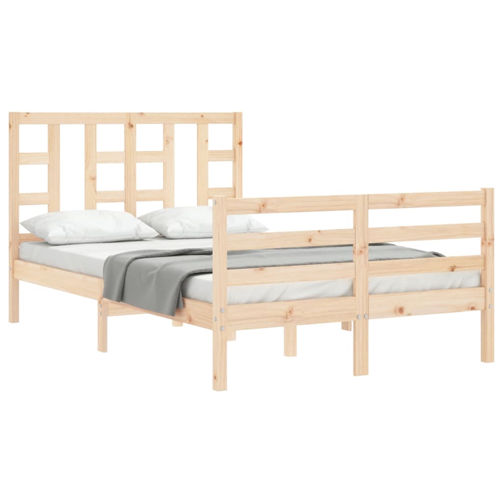 vidaXL Estructura de cama de matrimonio con cabecero madera maciza