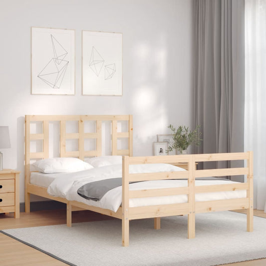 vidaXL Estructura de cama de matrimonio con cabecero madera maciza