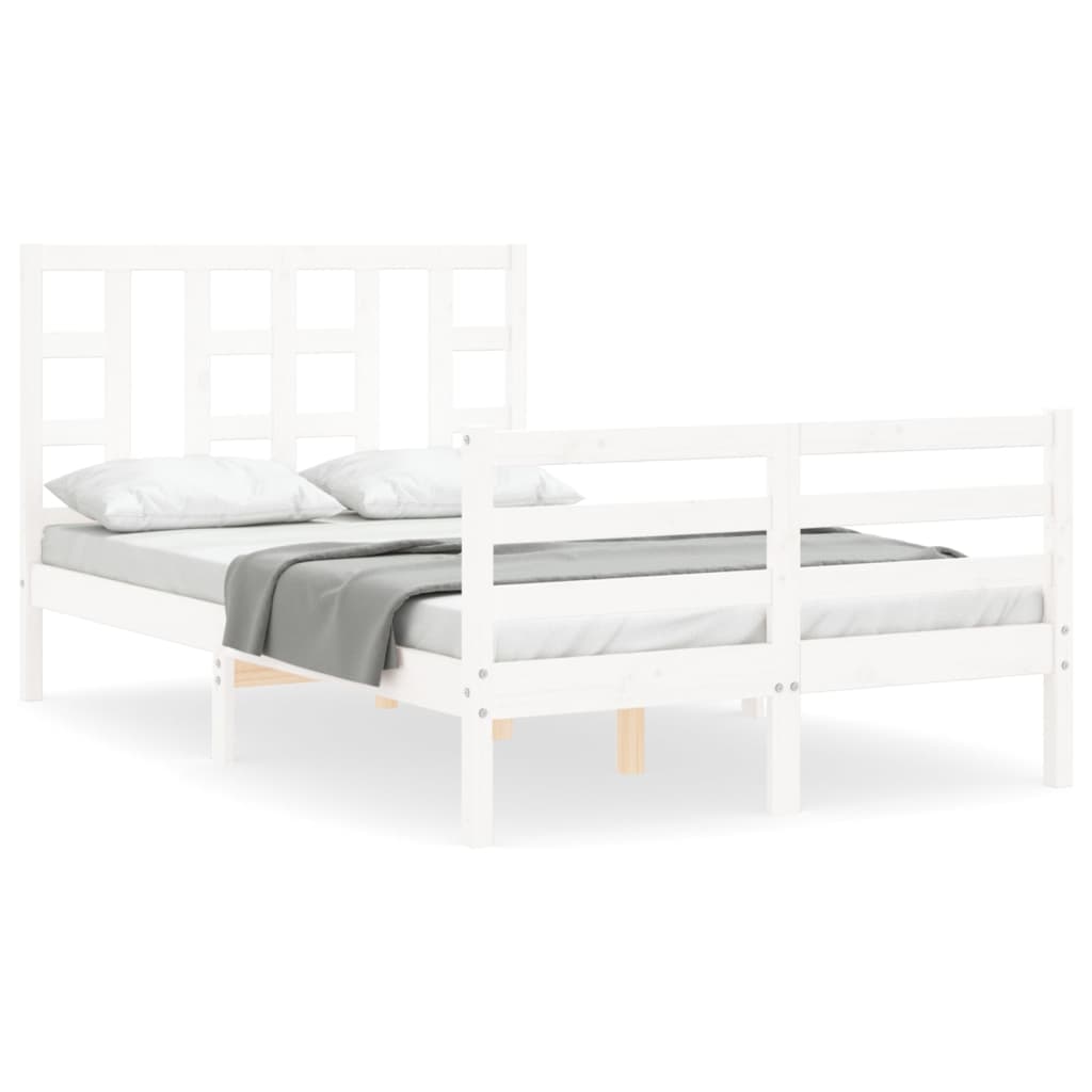 vidaXL Estructura cama de matrimonio con cabecero madera maciza blanco