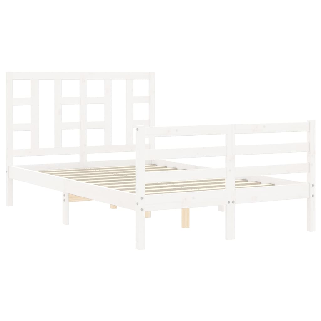 vidaXL Estructura cama de matrimonio con cabecero madera maciza blanco