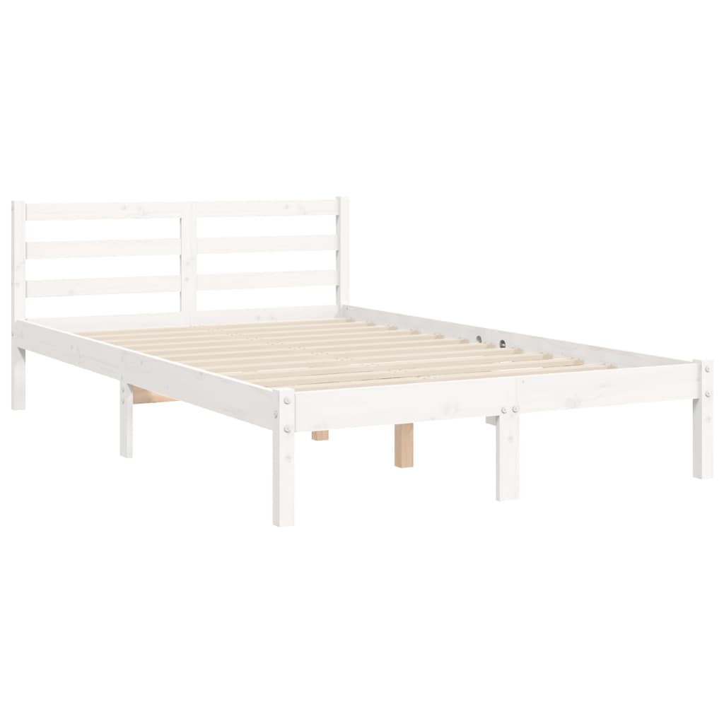 vidaXL Estructura cama de matrimonio con cabecero madera maciza blanco