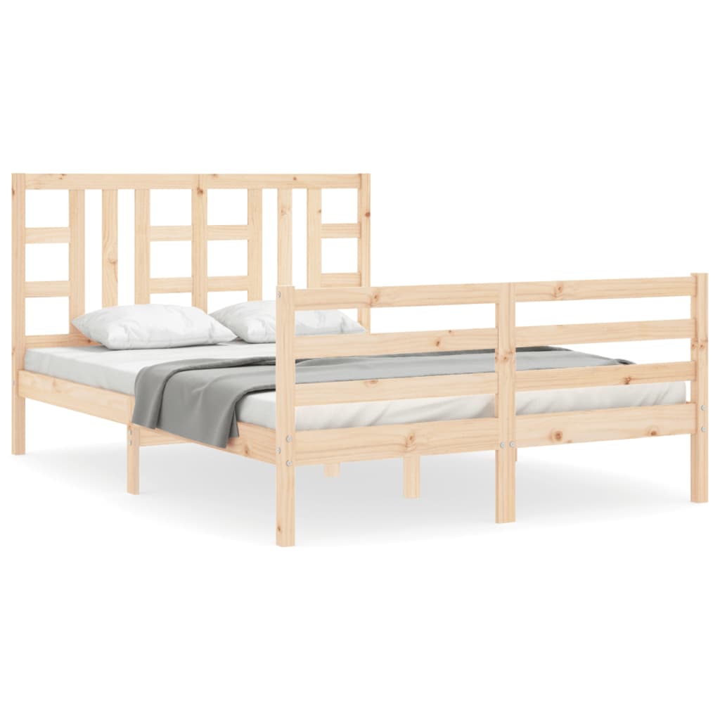 vidaXL Estructura de cama de matrimonio con cabecero madera maciza