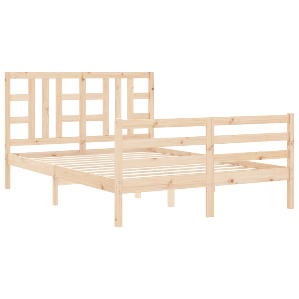 vidaXL Estructura de cama de matrimonio con cabecero madera maciza