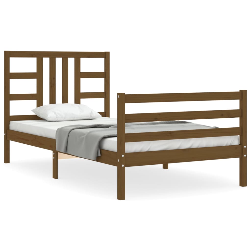 vidaXL Estructura cama con cabecero madera maciza marrón miel 90x200cm