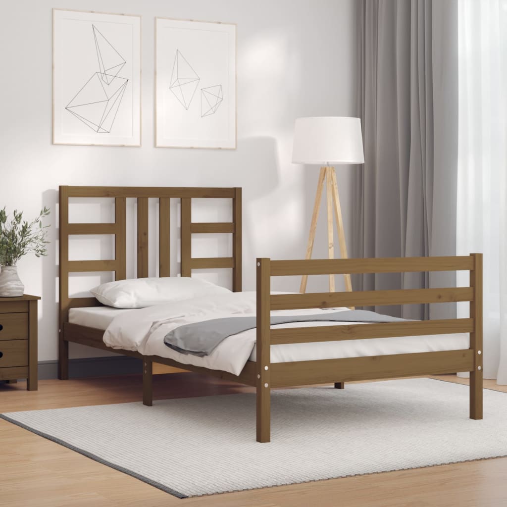 vidaXL Estructura cama con cabecero madera maciza marrón miel 90x200cm