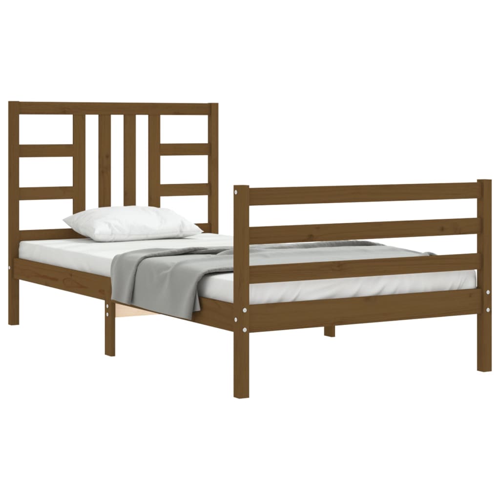 vidaXL Estructura cama con cabecero madera maciza marrón miel 90x200cm