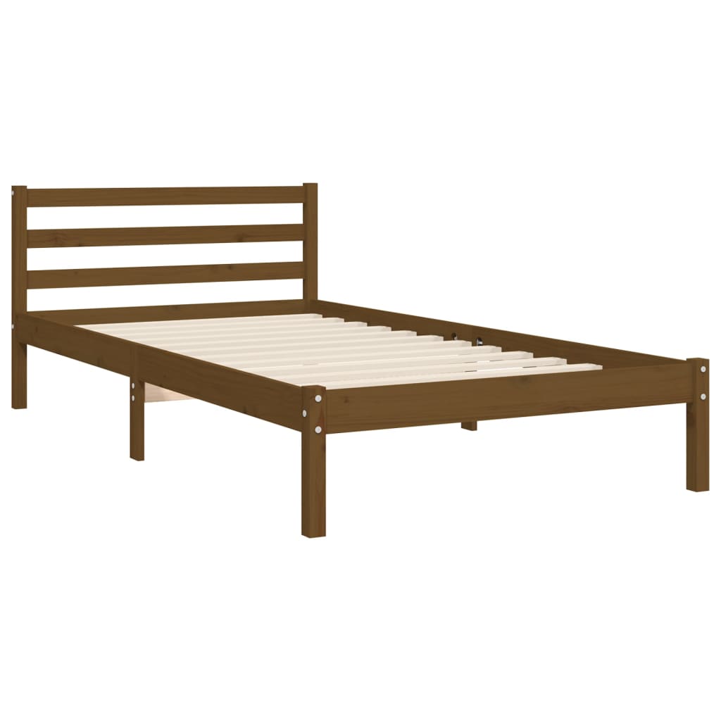 vidaXL Estructura cama con cabecero madera maciza marrón miel 90x200cm