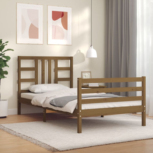 vidaXL Estructura cama con cabecero madera maciza marrón miel 90x200cm