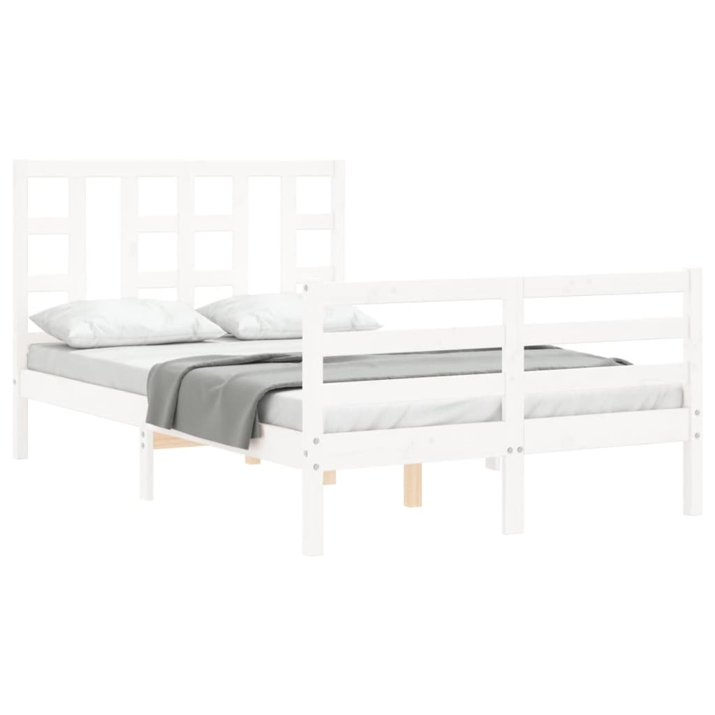 vidaXL Estructura de cama con cabecero madera maciza blanco 120x200 cm