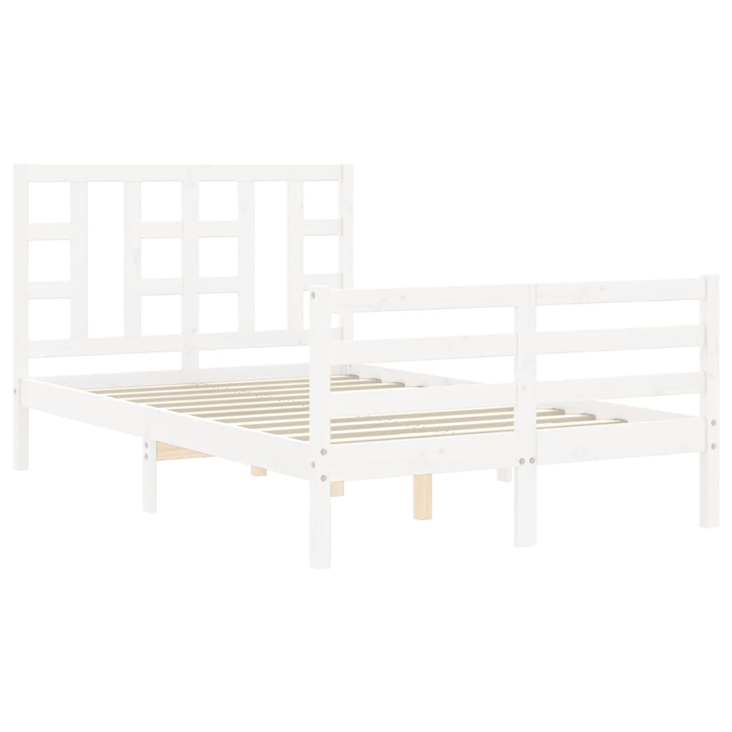 vidaXL Estructura de cama con cabecero madera maciza blanco 120x200 cm