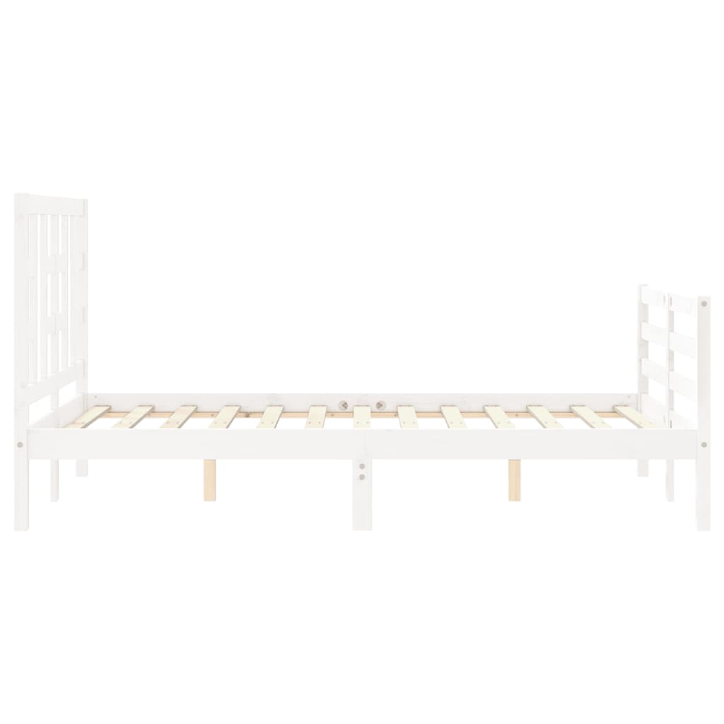 vidaXL Estructura de cama con cabecero madera maciza blanco 120x200 cm