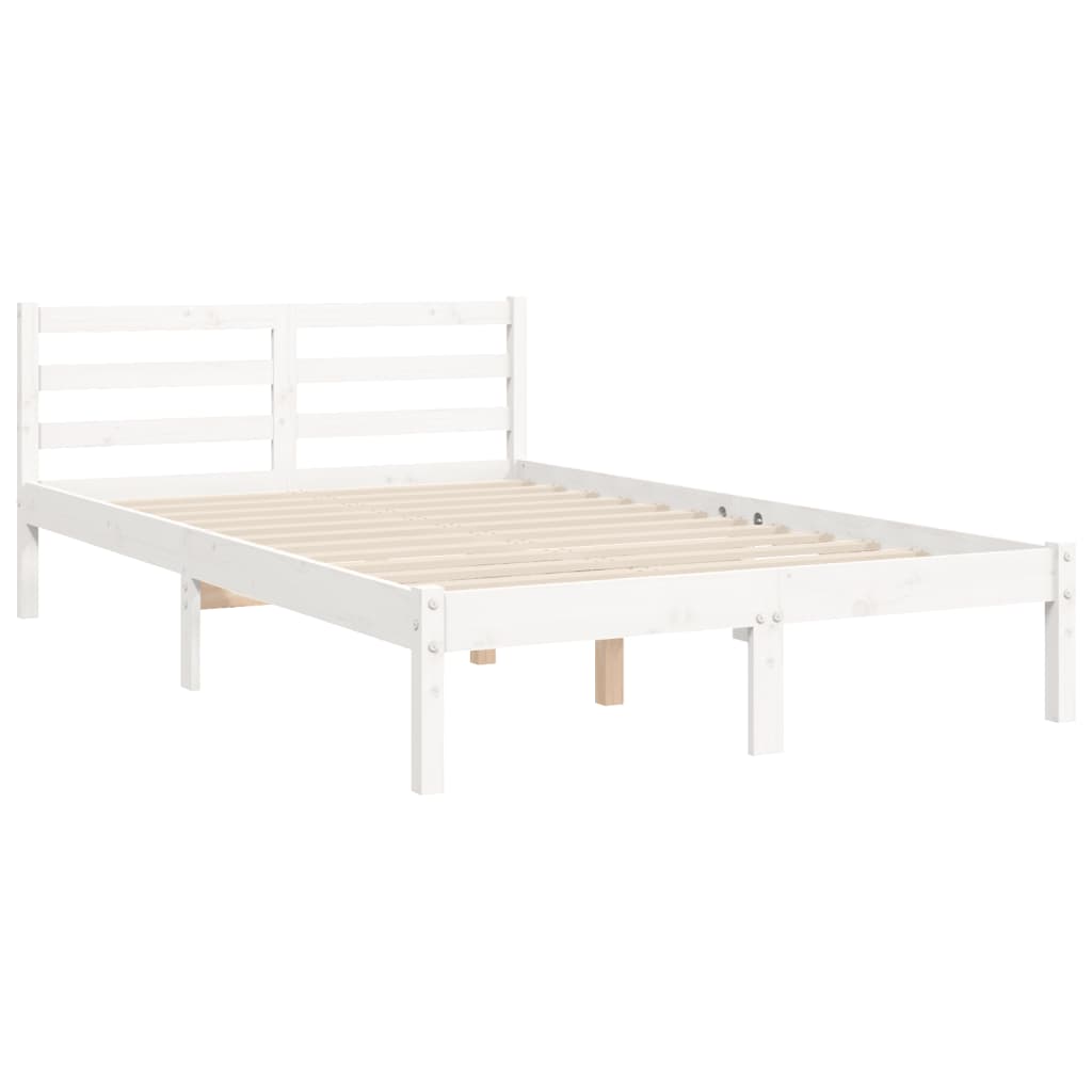 vidaXL Estructura de cama con cabecero madera maciza blanco 120x200 cm