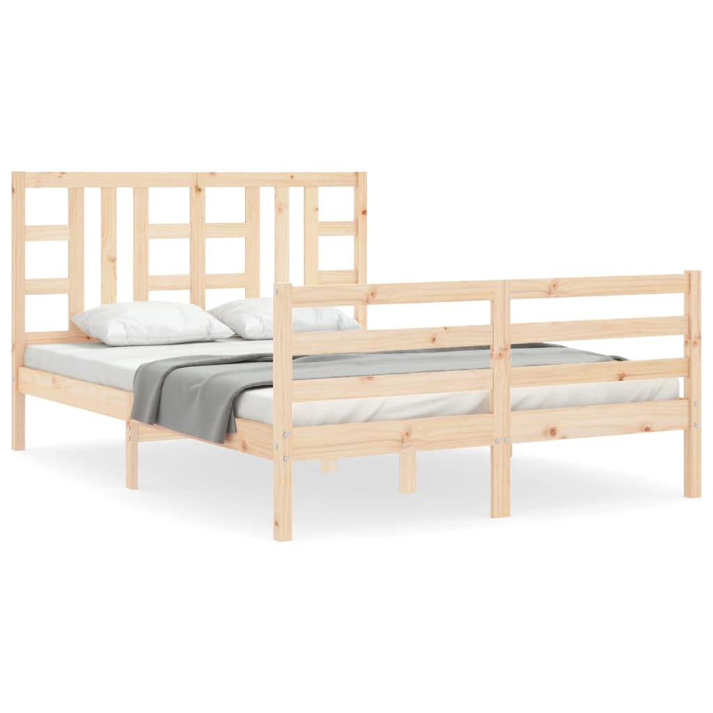 vidaXL Estructura de cama con cabecero madera maciza 140x200 cm