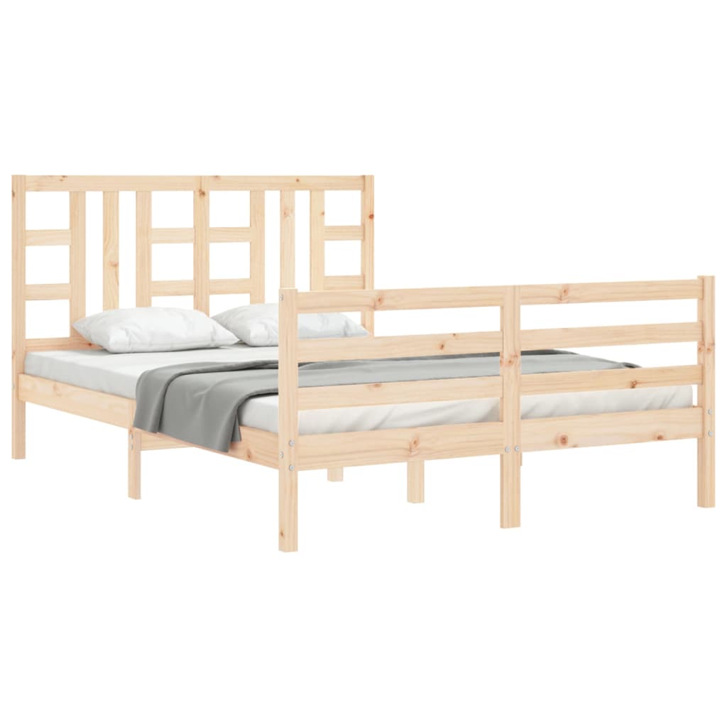 vidaXL Estructura de cama con cabecero madera maciza 140x200 cm