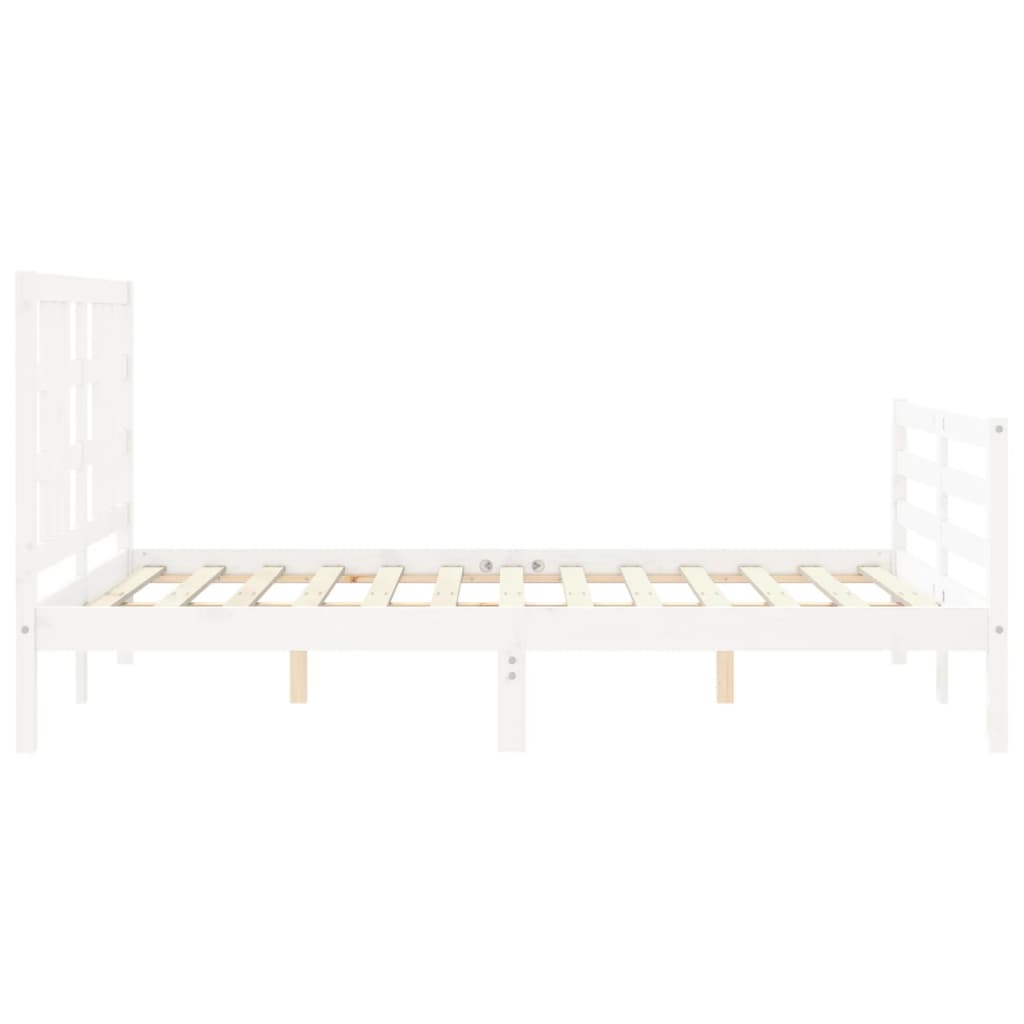 vidaXL Estructura de cama con cabecero madera maciza blanco 140x200 cm