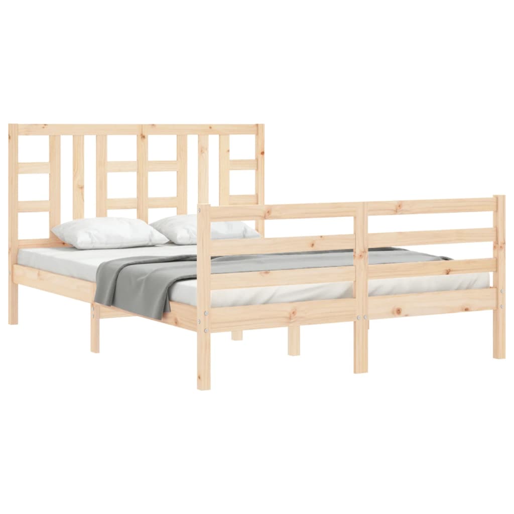 vidaXL Estructura de cama con cabecero madera maciza 160x200 cm