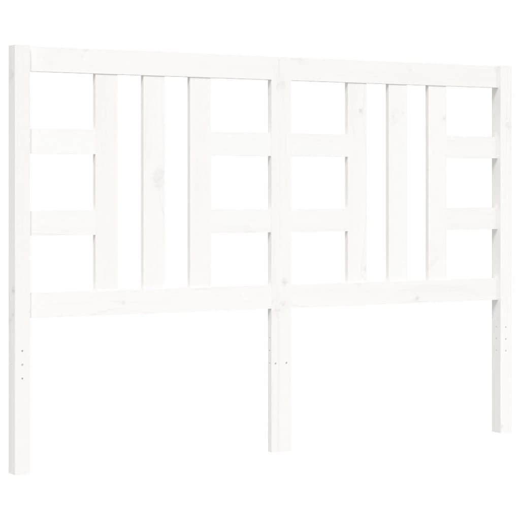 vidaXL Estructura de cama con cabecero madera maciza blanco 160x200 cm