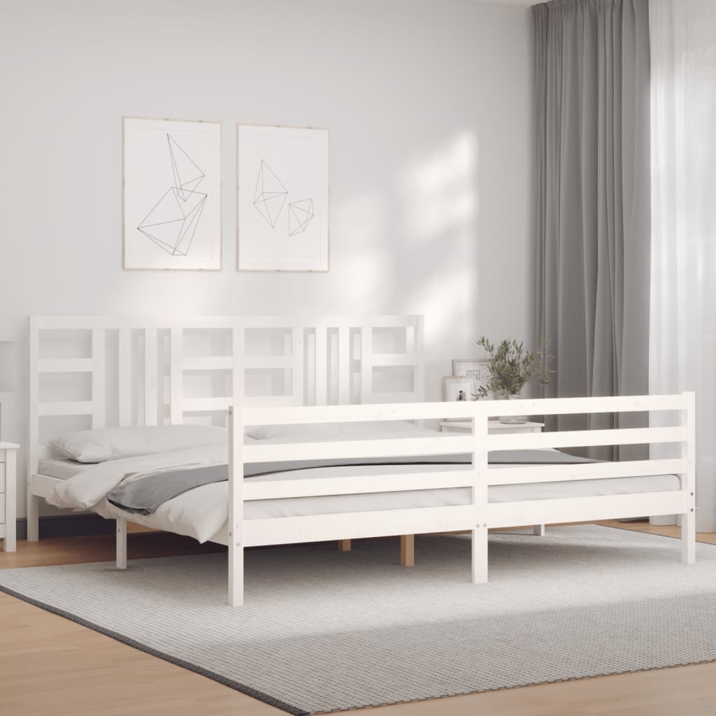 vidaXL Estructura de cama con cabecero madera maciza blanco 200x200 cm