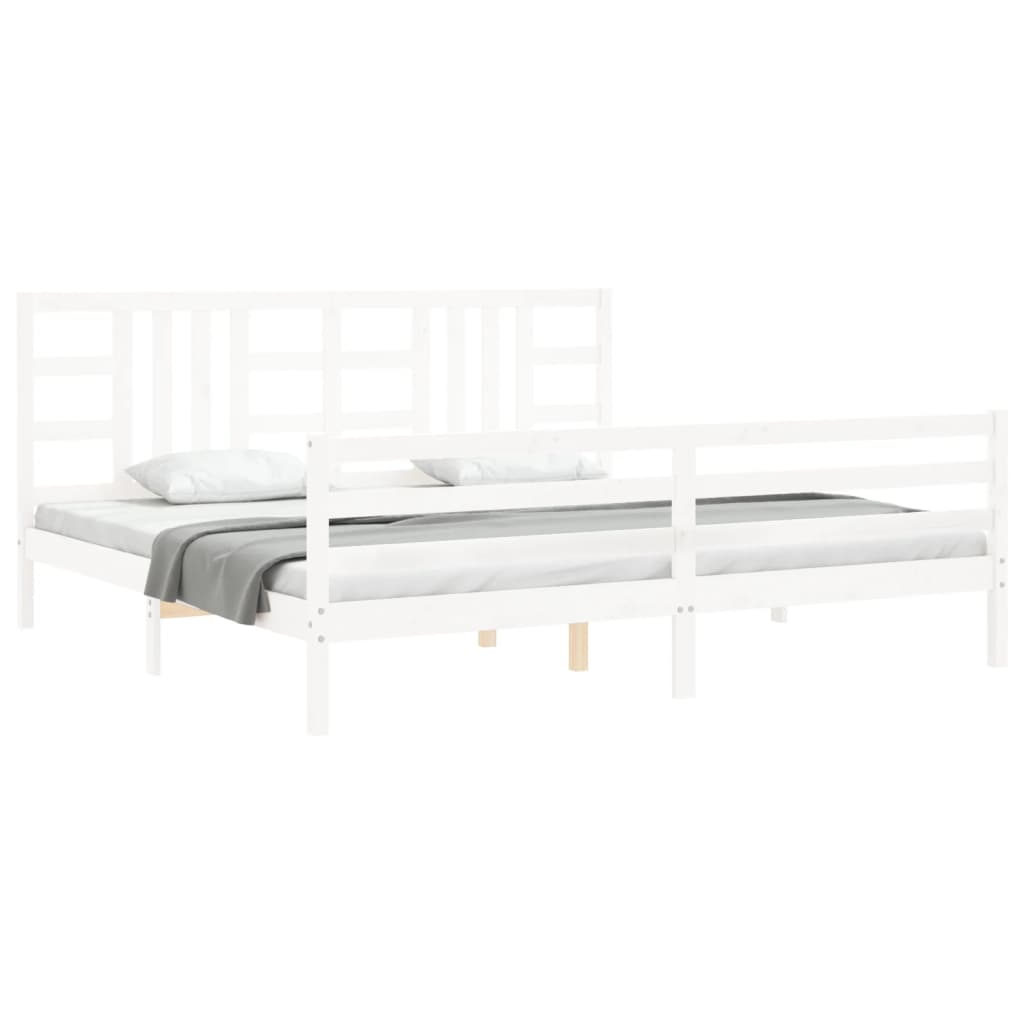 vidaXL Estructura de cama con cabecero madera maciza blanco 200x200 cm