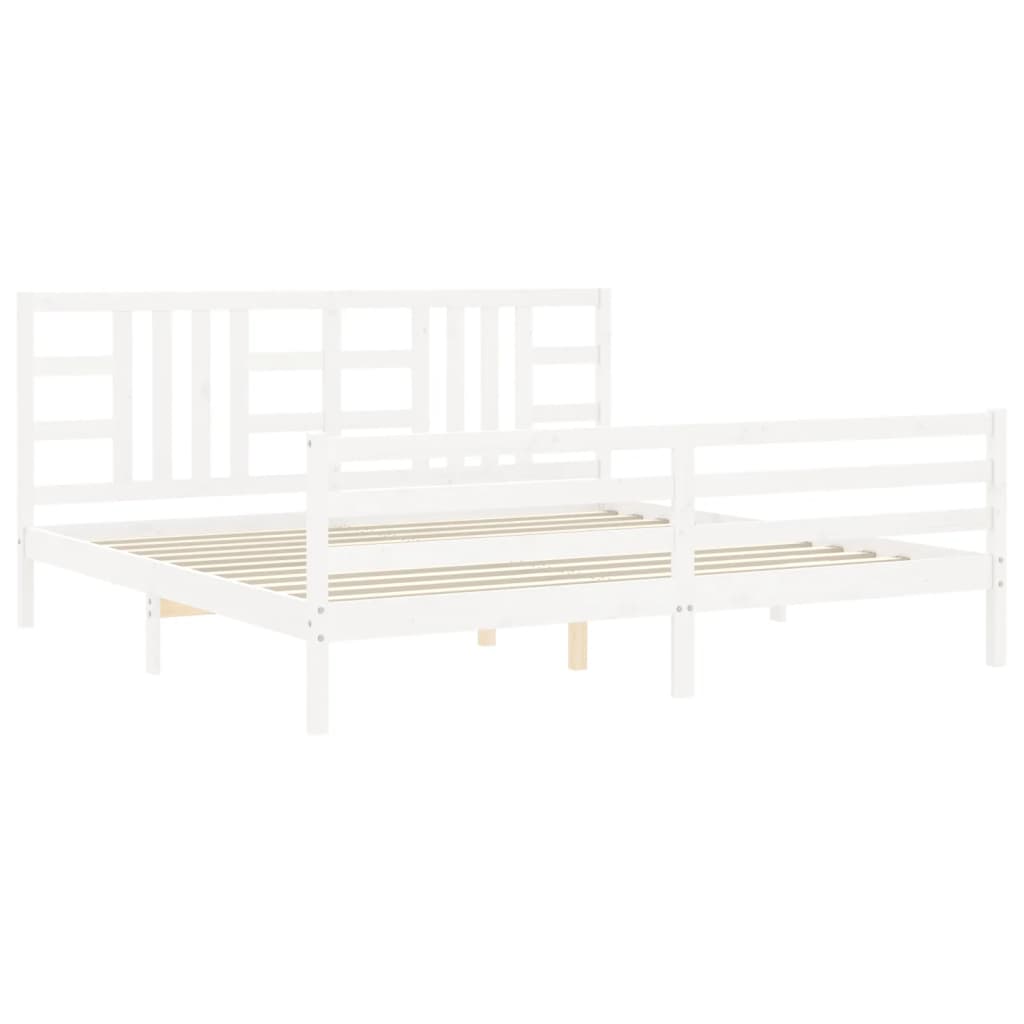 vidaXL Estructura de cama con cabecero madera maciza blanco 200x200 cm