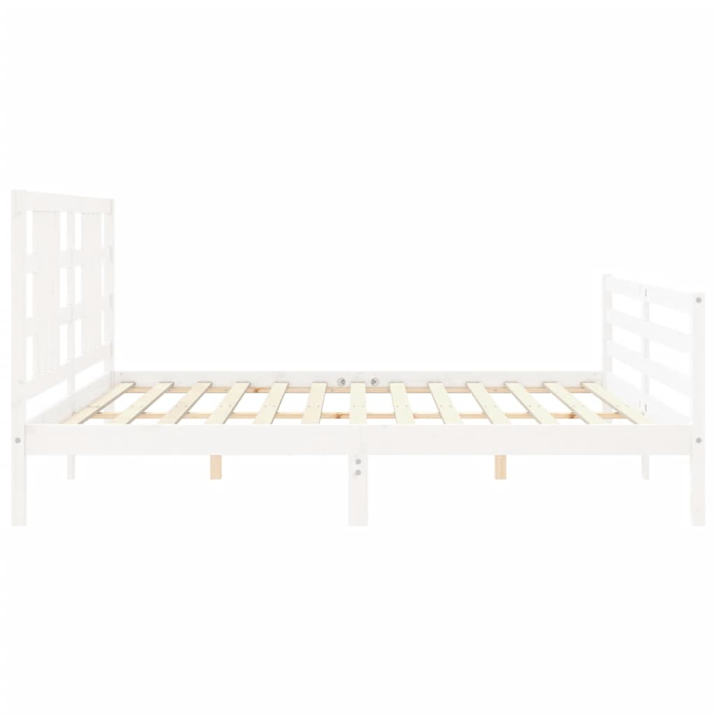 vidaXL Estructura de cama con cabecero madera maciza blanco 200x200 cm