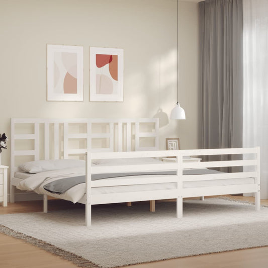 vidaXL Estructura de cama con cabecero madera maciza blanco 200x200 cm