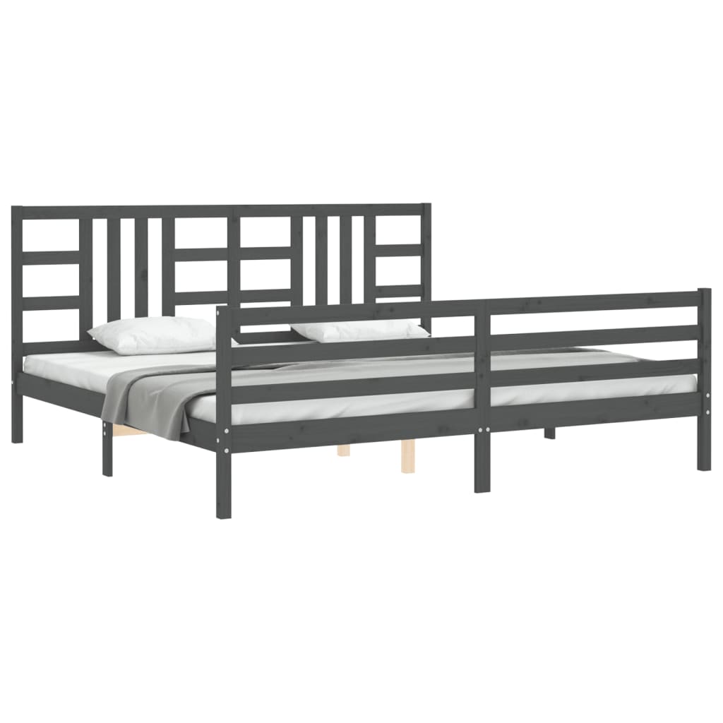 vidaXL Estructura de cama con cabecero madera maciza gris 200x200 cm