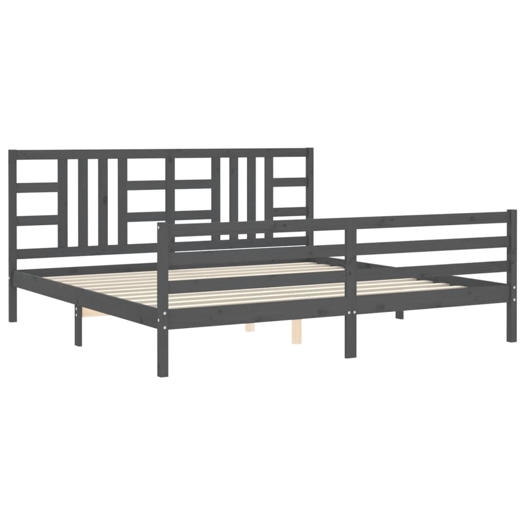 vidaXL Estructura de cama con cabecero madera maciza gris 200x200 cm