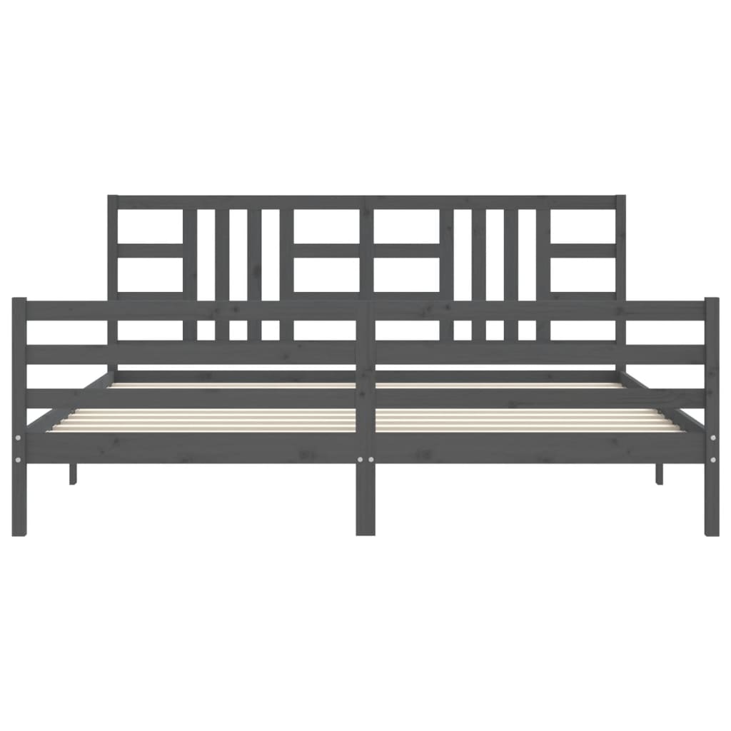 vidaXL Estructura de cama con cabecero madera maciza gris 200x200 cm