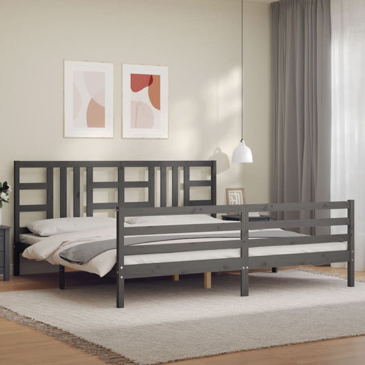 vidaXL Estructura de cama con cabecero madera maciza gris 200x200 cm