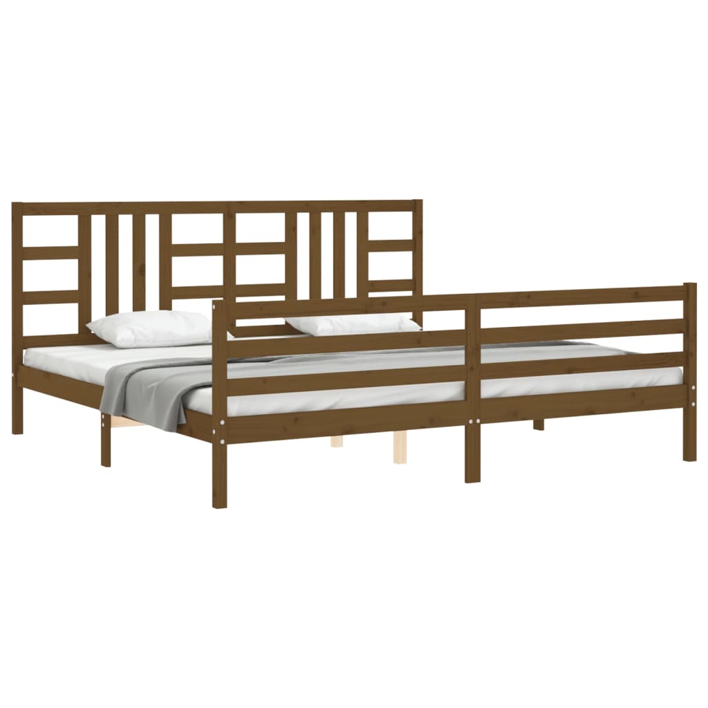 vidaXL Estructura cama y cabecero madera maciza marrón miel 200x200 cm