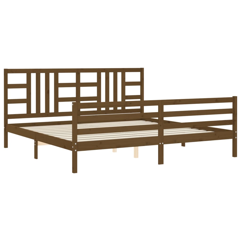 vidaXL Estructura cama y cabecero madera maciza marrón miel 200x200 cm