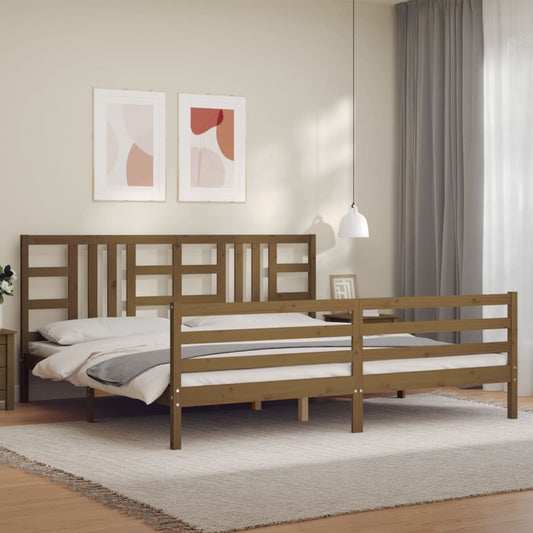 vidaXL Estructura cama y cabecero madera maciza marrón miel 200x200 cm