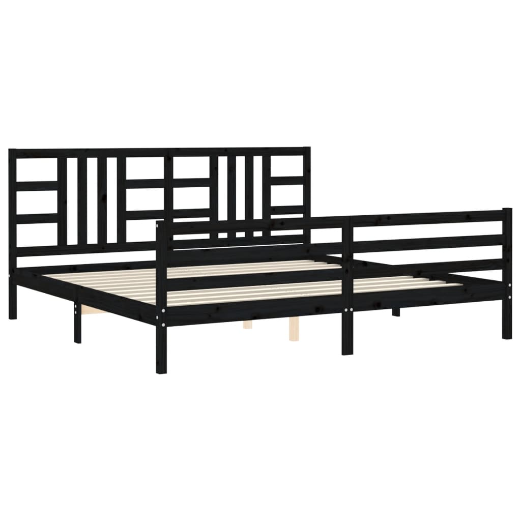 vidaXL Estructura de cama con cabecero madera maciza negro 200x200 cm