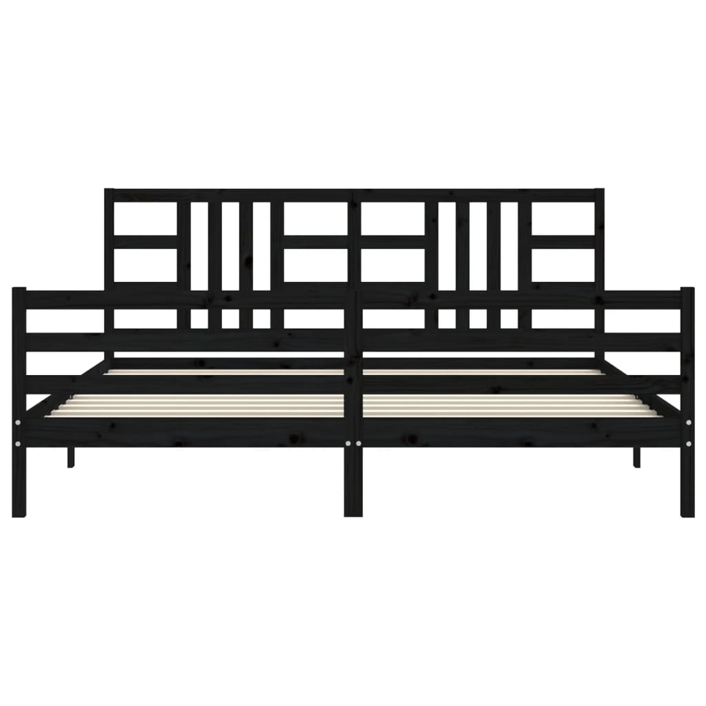 vidaXL Estructura de cama con cabecero madera maciza negro 200x200 cm