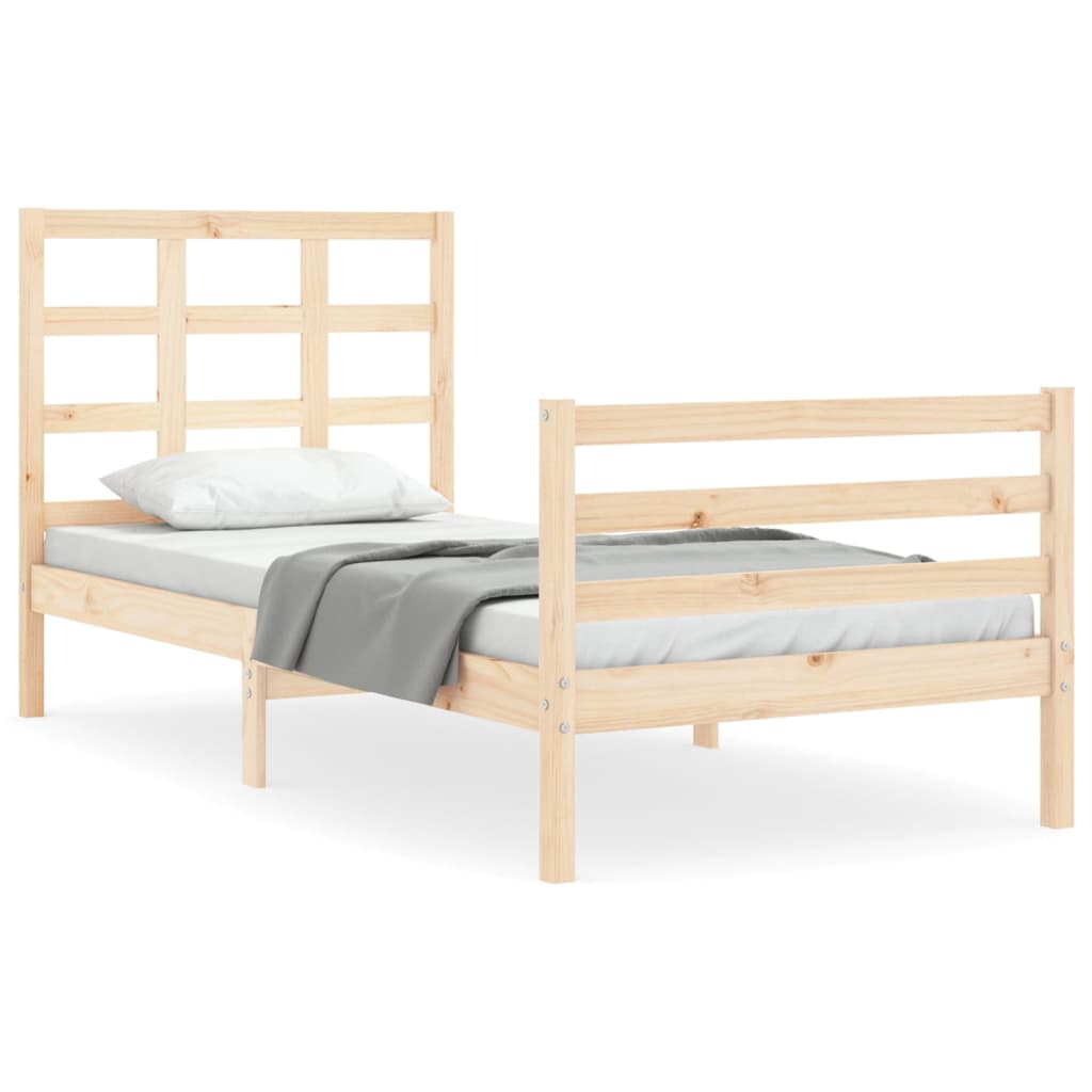 vidaXL Estructura de cama individual con cabecero madera maciza